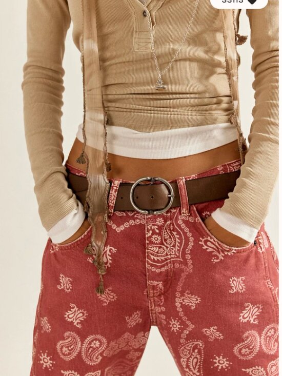 Free People Denim - Free People We The Free Good Luck Printed Barrel Jeans Bandana Block - 29